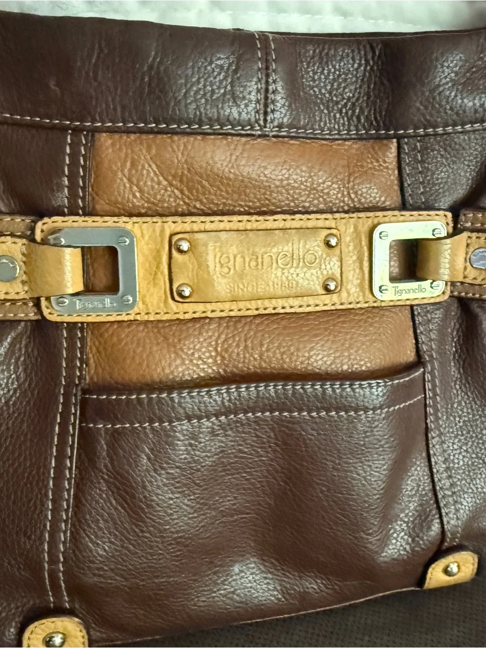 Tignanello Brown and Tan Leather Crossbody Bag - Stylish Everyday Carry